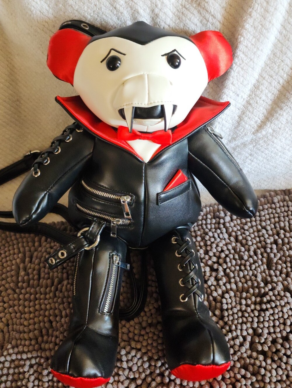 Dolls Kill Black & Red Vampire Teddy Backpack